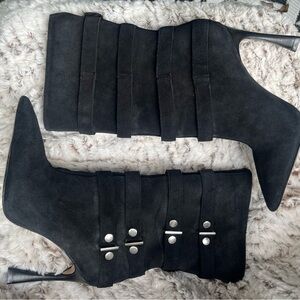 Schultz Chic Black Suede Stiletto Boots Sz 8
